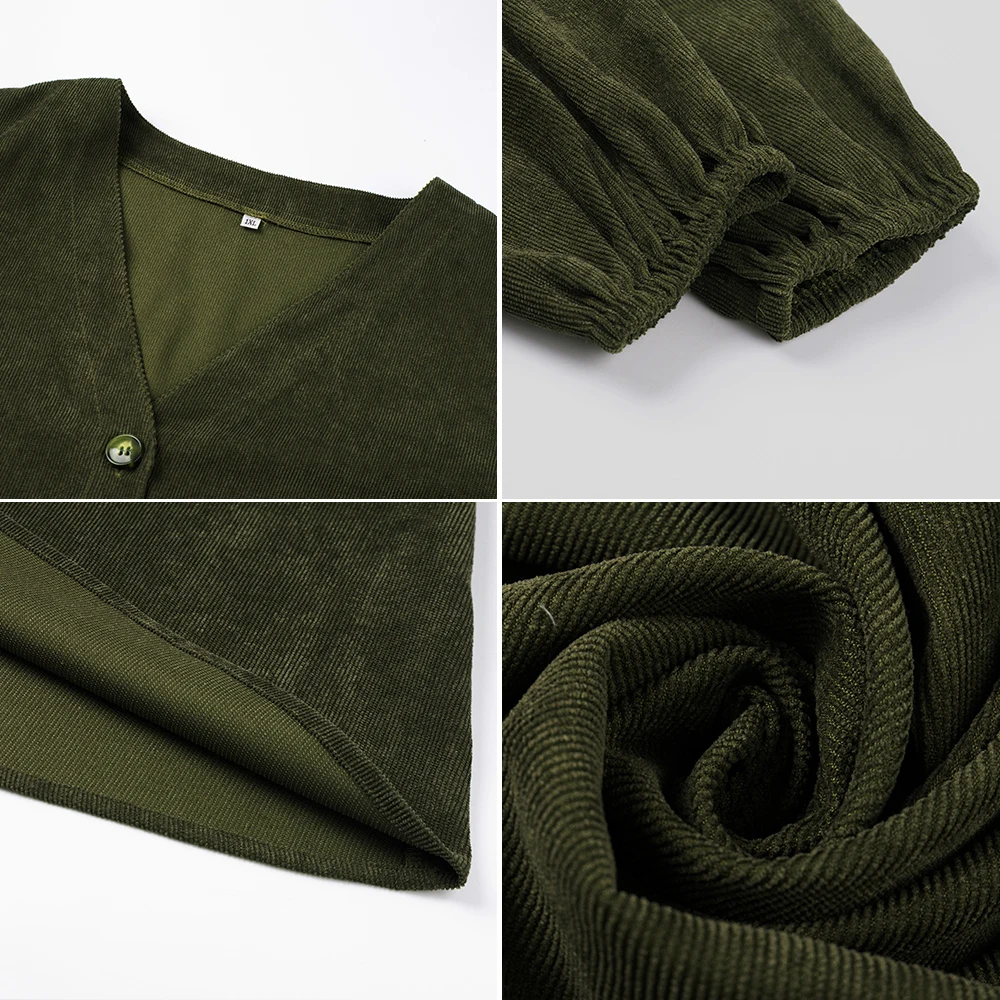 

Plus Size Dress Autumn 2020 Elegant Slim V-neck Button-shaped Long-sleeved Office Casual Knee Dress Fashion Women Dresses 4XL