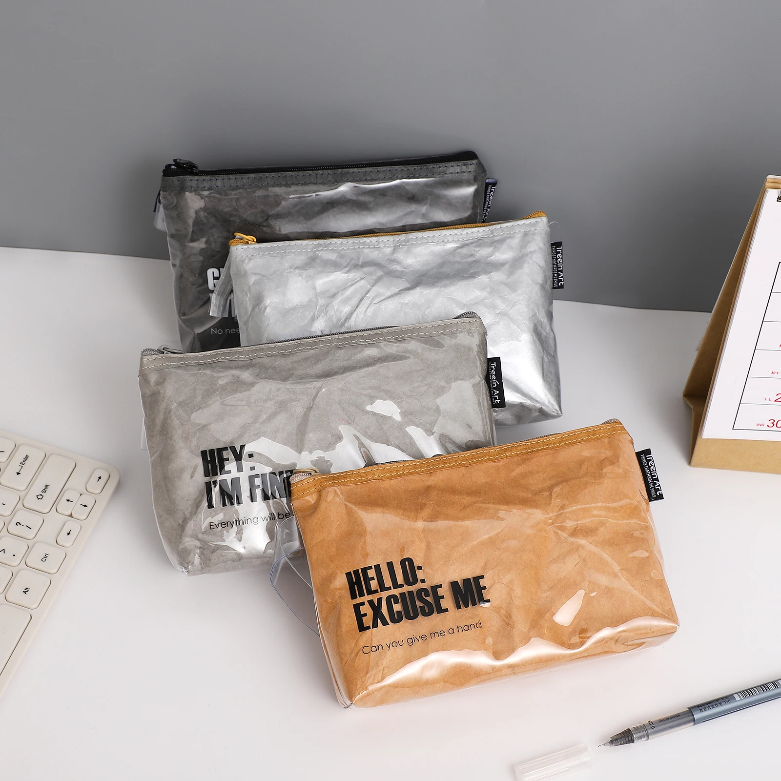 Пенал JIANWU складной из крафтовой бумаги простая переносная сумка для хранения