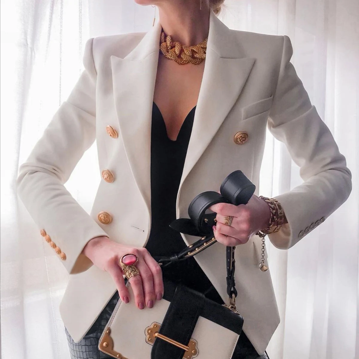 

Высококачественный новый модный дизайнерский Блейзер 2021, женский классический двубортный Блейзер, внешний размер