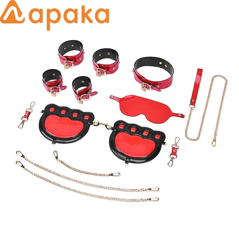 Садо комплект наручники для секса накладная маска фетишистский воротник