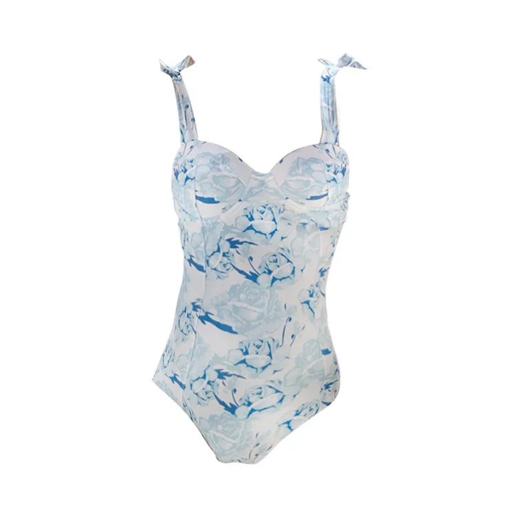 

2021 New Sexy Bandeau One Piece Swimsuit Women Pink Swimwear Korea Style Monokini Push Up Swim Suit Pleated Pad Bathing Suit