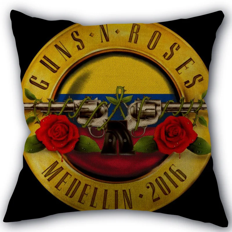 Наволочка Guns N Roses из хлопка и льна квадратная на молнии 45x45 см свадебная