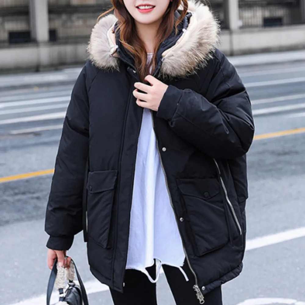 

TSACTE 2021 Winter Fleece Cotton Jacket New Korean Version Loose Winter Coat For Women Short Woolen Collar Cotton-Padded Jacket