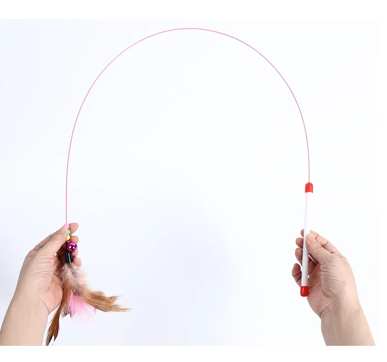 Игрушка для питомца кота тизер многоцветная птица перо с колокольчиком