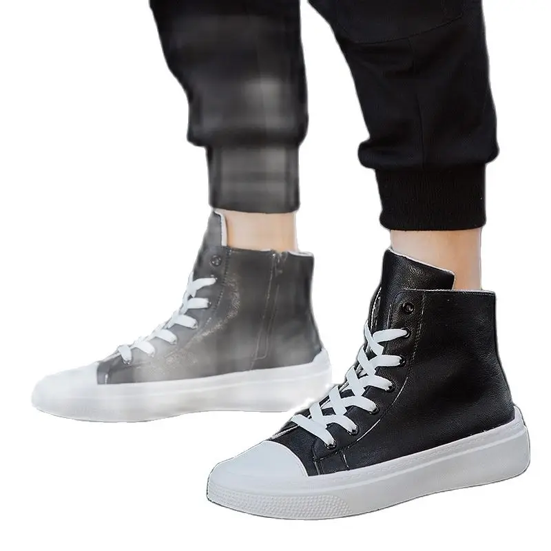 

Новинка весна-осень 2021 мужские повседневные туфли высокие мужские туфли на толстой подошве модные трендовые однотонные туфли с ремешком