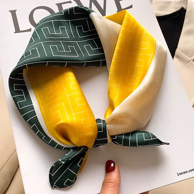 

Design 100% Silk Square Scarves Women Neck Scarf Summer Headband Luxury Elegant Print Hairband Lady Kerchief Bandana 2022