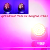 2pcs 4pcslot led wash zoom 36x12w rgbw 4in1 or 36x18w rgbwa uv 6in1 moving light stage wash dj moving head equipment