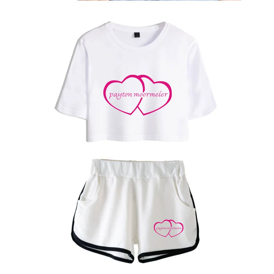 

2020 Hot Sale women Web celebrity payton moormeier PYTN Print Lady girls Two Piece Set Shorts+lovely T-shirt Hot pants Tops