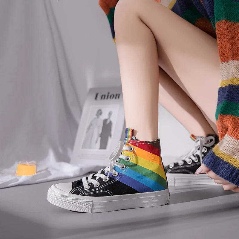 

High Quality Classic Women Canvas Shoes 2020 new autumn High Top Flats Women Vulcanized Shoes Factory Outlet Female Casual Shoes