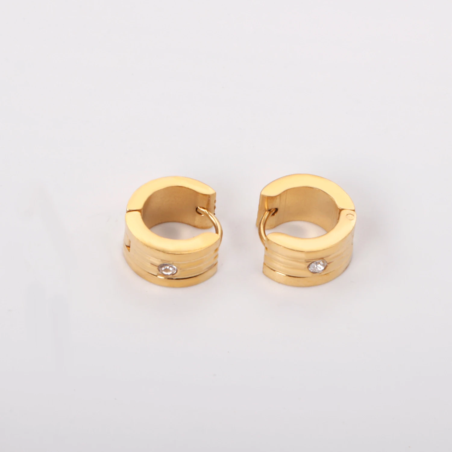

Trendy Gold Color 12 Pairs Hoop Earrings with Cubic Zirconia Stainless Steel Punk Earring for Women Fashion Party Gift Jewelry
