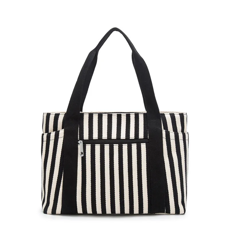 

Creative New Striped Mummy Bag Shoulder Canvas Women's Bag Women's Bag Thick Retro Storage Bag Messenger Bag