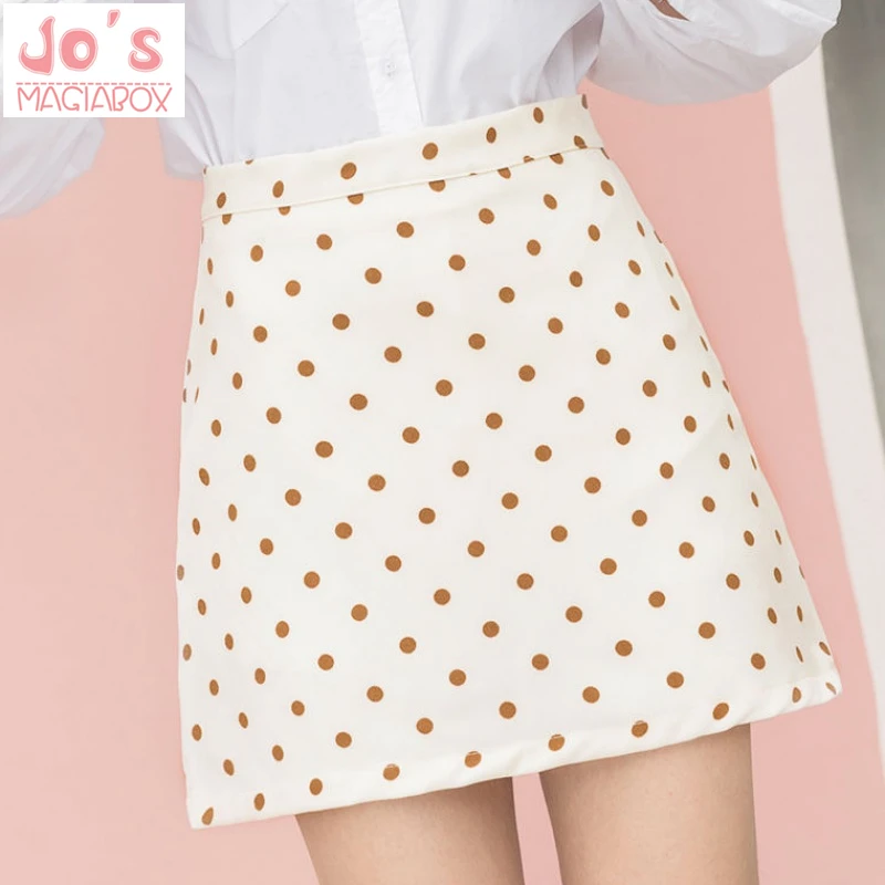 Женская винтажная юбка в горошек UIzzang повседневная трапециевидная выше колена с