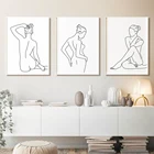Женская обнаженная однолинейная картина для рисования, Скандинавская Картина на холсте, настенная фигурка, женское тело, минималистичные плакаты и принт для комнаты