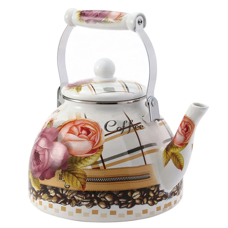 Эмалированный чайник большой емкости 4л прочный эмалированный заварочный