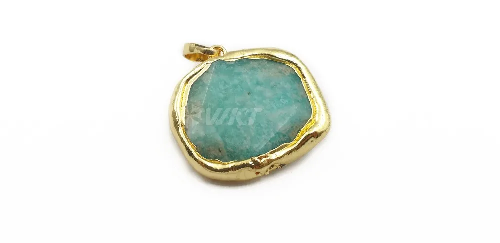 WT-P1468 кулон из натурального камня клубника камень/Амазонит/метист камень с золотой Гальванизированный модные подвески, ювелирные изделия