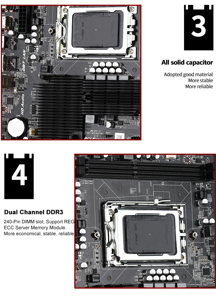 Материнская плата JINGSHA Socket G34 X89L DDR3 двухканальная макс. 32 ГБ памяти SATA II USB3.0 набор