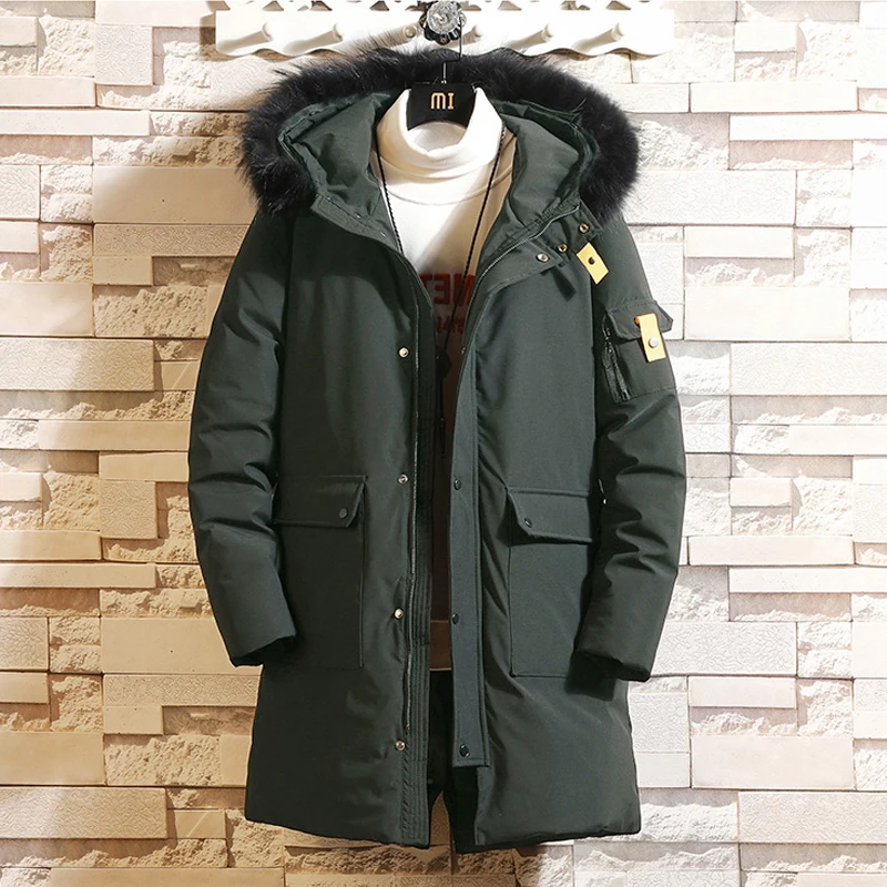 Зимние мужские куртки с капюшоном повседневные Длинные пуховики хорошего