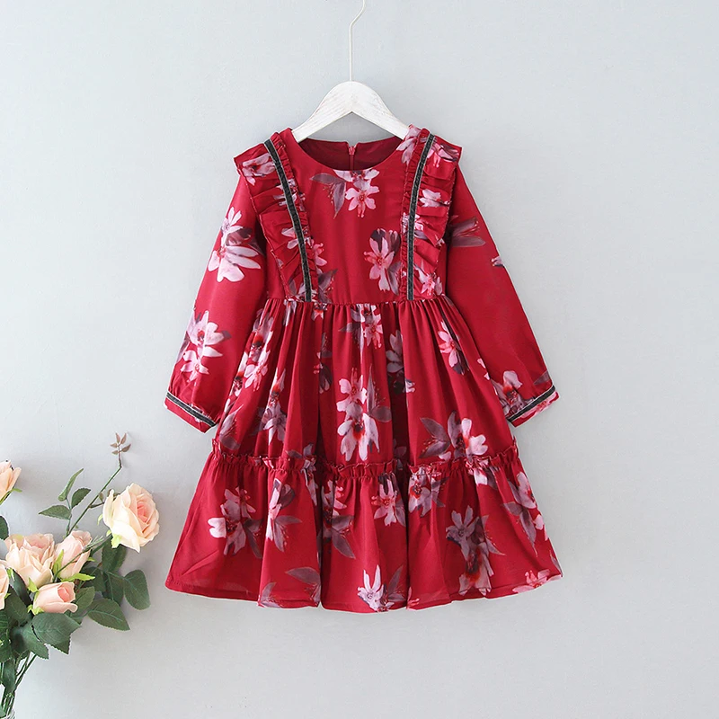 

Girls Autumn Dresses New Fashion Kids Ruffles Princess Vestidos For Girl European And American Style Children Clothes