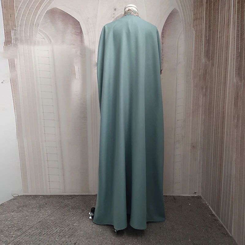 Abaya Robe Fashionable Muslim Women's Suit Kaftan Robe Two-piece Embroidery Contains Belt Ramadan Robe Qatar Islamic Clothing