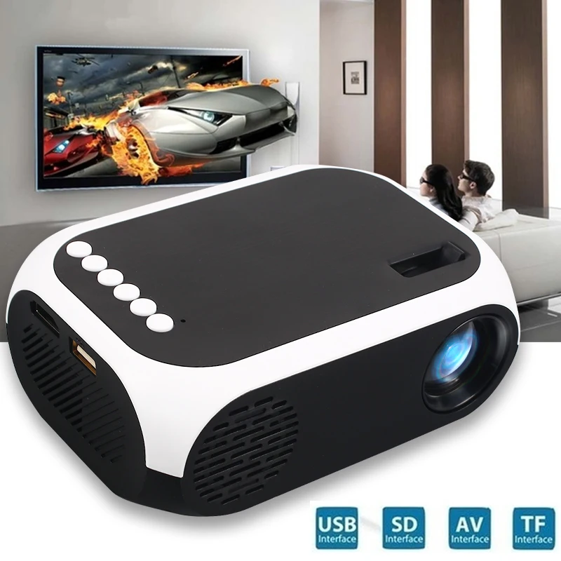 Мини-проектор BUIANUWOD 320x240 пикселей светодиодный умный USB AV поддержка 1080P Full HD