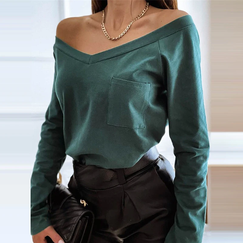 Женский простой однотонный топ на осень и зиму Модный повседневный приталенный