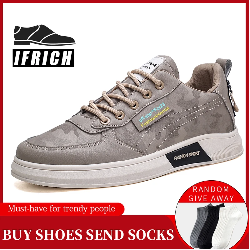 

2021 New Trend Casual Shoes Men White Khaki Man Pu Leather Footwear Fashion Adult Casual Shoes Comfortable Walking Shoes For Men