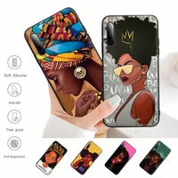african beauty afro puffs black girl rubber cell phone case for samsung galaxy s9 s10 s20 s21 s30 plus ultra s10e s7 s8 cover