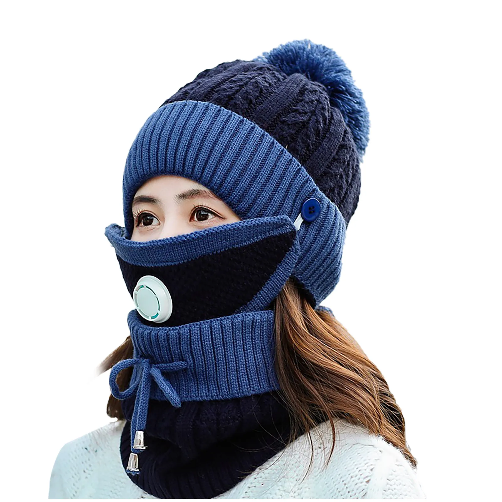 

3PCS Winter Hats Womens Winter Scarf Set Thickend Knitted Hat Scarf Face Cover Outdoor Goro Invierno Scarves caps set hot
