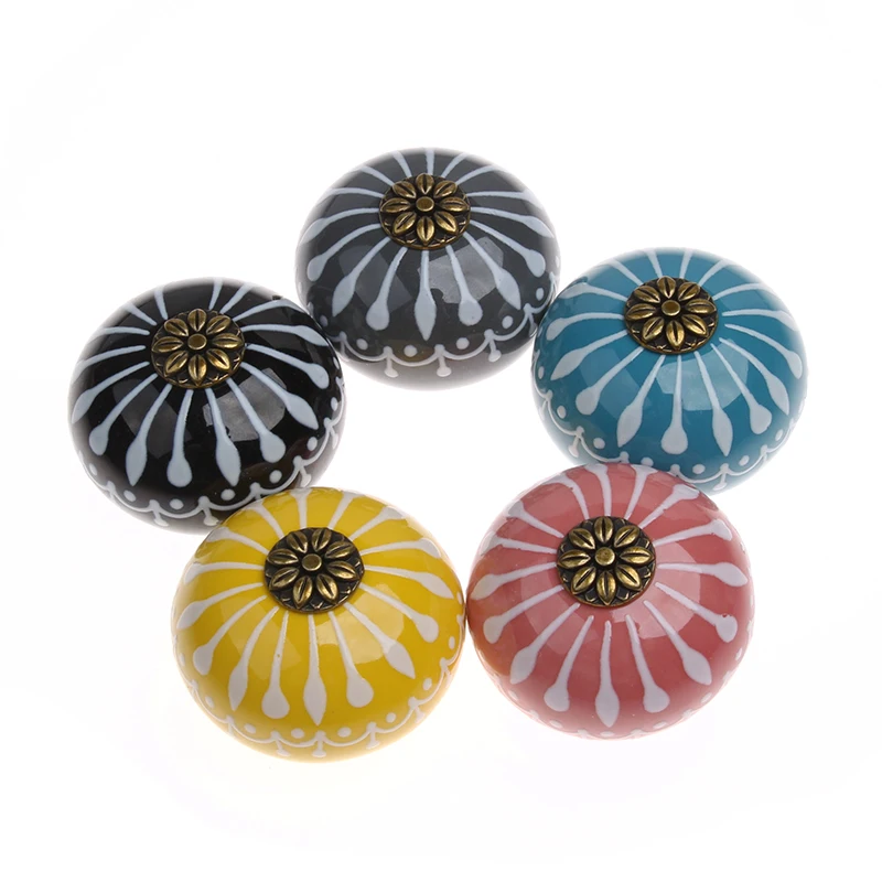 Керамическая дверная ручка JD 5 цветов черная/серая/желтая/Розовая/синяя для шкафа