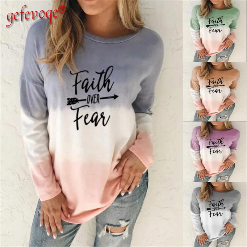 

Autumn Winter Fashion Casual Women's Top Gradient Color Printed Long Sleeve Hoodie Loose O-Neck Plus Size Pullovers Sweatshirt