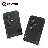 keyyou 50pcs for renault clio logan megane 2 3 koleos scenic car key uncut case fob 3 button smart card fob shell with small key