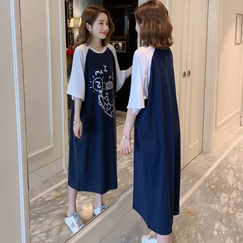 #2306 летние хлопковые свободные футболки Платья Женская футболка с короткими