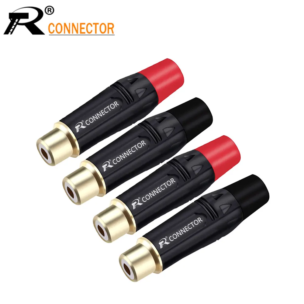 2 шт. Роскошный Металлический RCA Женский Разъем позолоченный Аудио адаптер черный