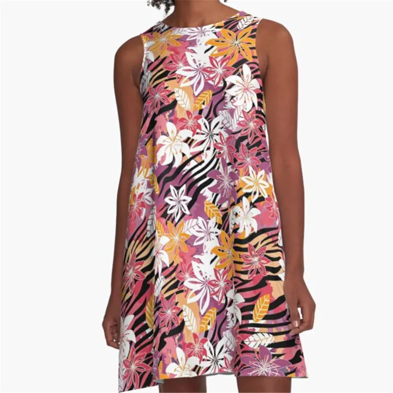 

Fashion Women summer dresses comic Elements Printed A-Line Boho Dress for women harajuku Sexy ladies mini short beach dress