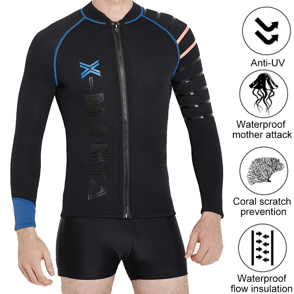 

Men Diving Wetsuit 3mm Neoprene Long Sleeve Clothes Short Pants Diving Suit for Jump Paddle Board Surfing Snorkeling