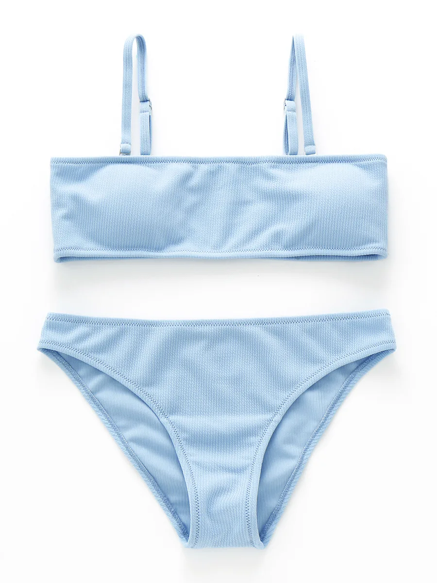

Push Up Bikinis 2021 Swimsuits Solid Swimwear Women Scalloped Bathing Suit Women Ribbed Biquini Bikini Set Bathers