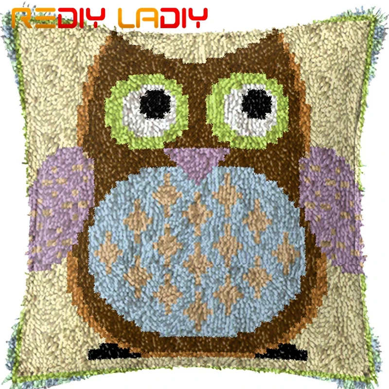 Крюк с защелкой подушки Цвет Сова предварительная Печать Подушка из парусины для