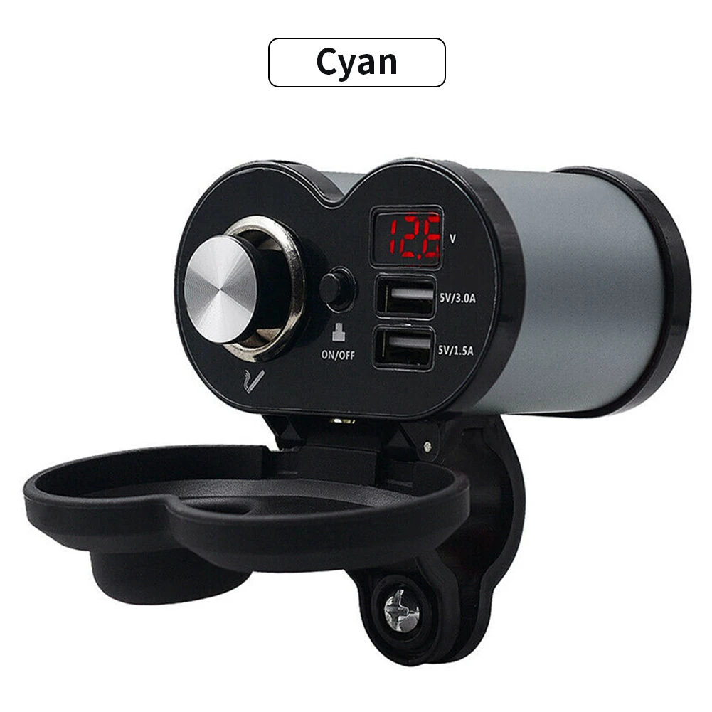 

Waterproof Motorcycle Cigarette Lighter Dual USB Charger Voltmeter Time Display Power Supply Quick Charging for Phone Mobile