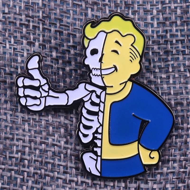 Fallout skull thumbs up эмалированная булавка для мальчиков дает вам его подпись так что вы