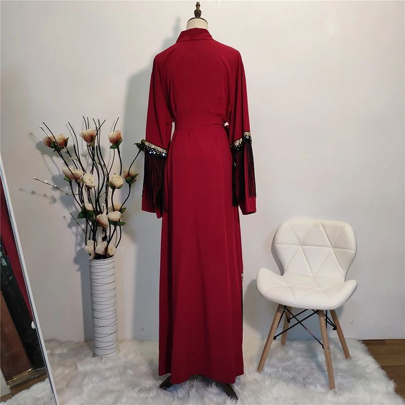 Размера плюс со скидкой длинное кимоно Mujer Абая мусульманских женщин блесток