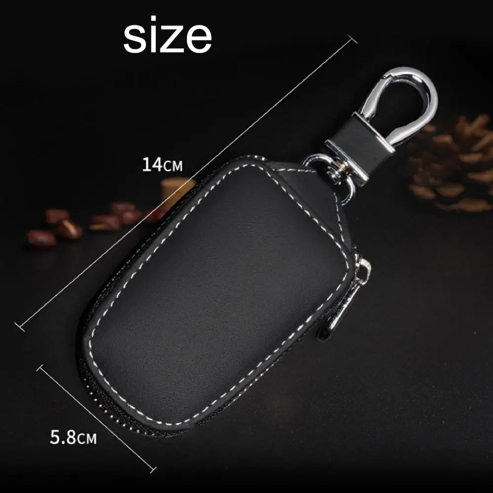 

Universal Faux Leather Keychain Car Key Fob Zipper Protection Case Cover Bag