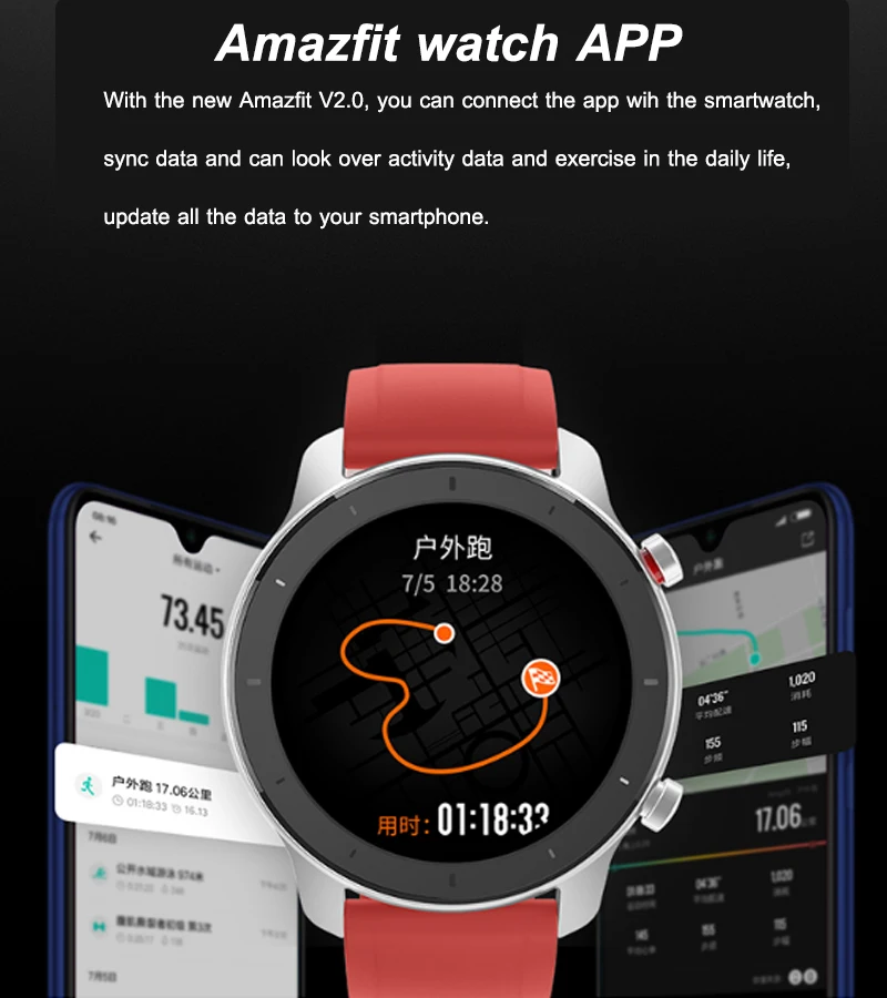 Умные часы Amazfit GTR 47 мм водонепроницаемые спортивные Xiaomi Huami 5ATM с 24-дневной