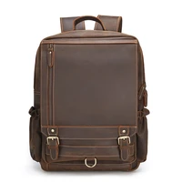 man backpack bags genuine leather men travel casual fashion vintage brown big capacity business student 15 laptop backpacks