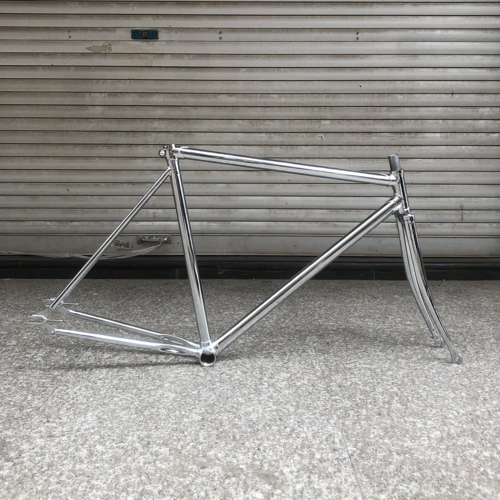 700C bicicleta fixie gear велосипедная Рама с серебряным покрытием винтажная велосипедная Рама 52 см односкоростная велосипедная Рама из стали с вилкой