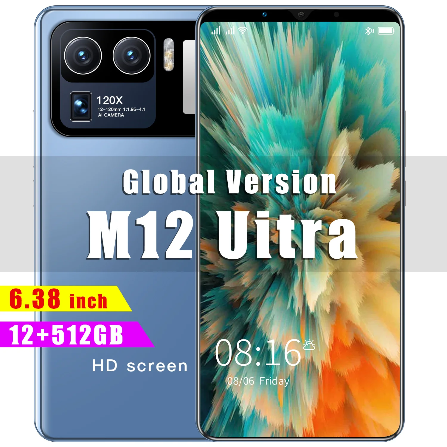

M12 Ultra глобальная Версия 8 + 128 Гб 6,38 дюймов 24MP 48MP 10 Core Dual SIM + Micro SD MP4 плеер, используемый как Смартфон Android 10
