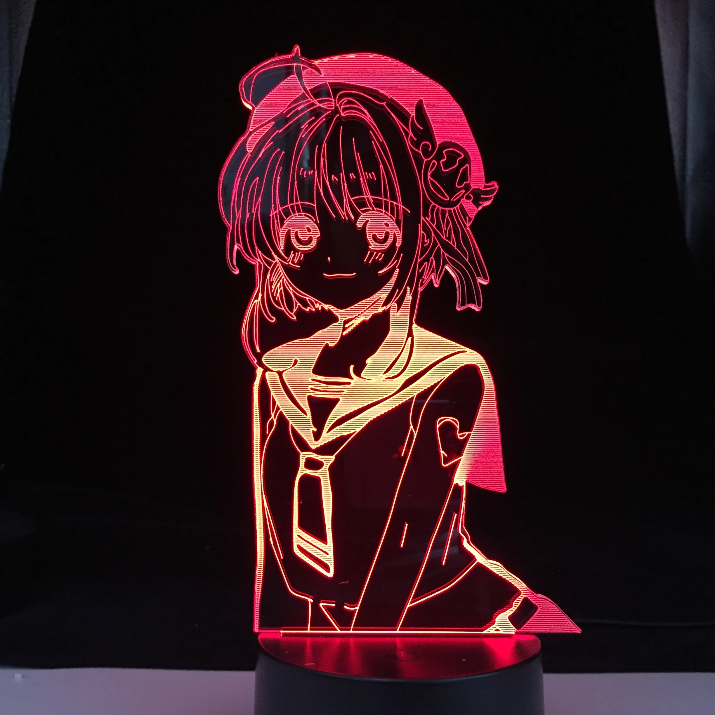 

Zero Two Winking Anime Lamp 3d Darling in the Franxx Cool Gaming Room Desktop Setup Light Computer Desk Decoration Backlight