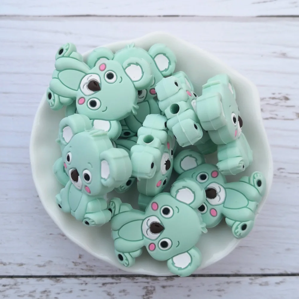 LOFCA 50 шт. силиконовые бусины Koala пищевой BPA-Free силиконовые бусины для изготовления детских прорезывателей пустышки цепи детский Прорезыватель игрушка