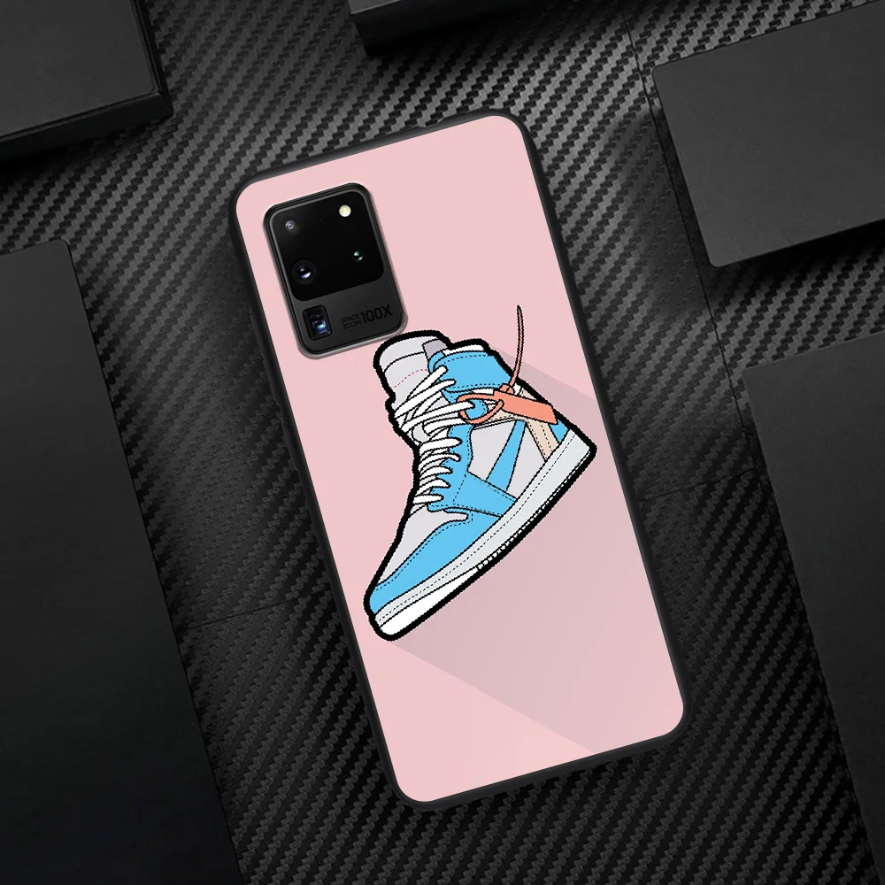 

Trend Brand Shoe Sneakers Phone Case Cover Hull For Samsung Galaxy S 6 7 8 9 10 e 20 Edge Note 8 9 10 Plus black Bumper 3D Coque