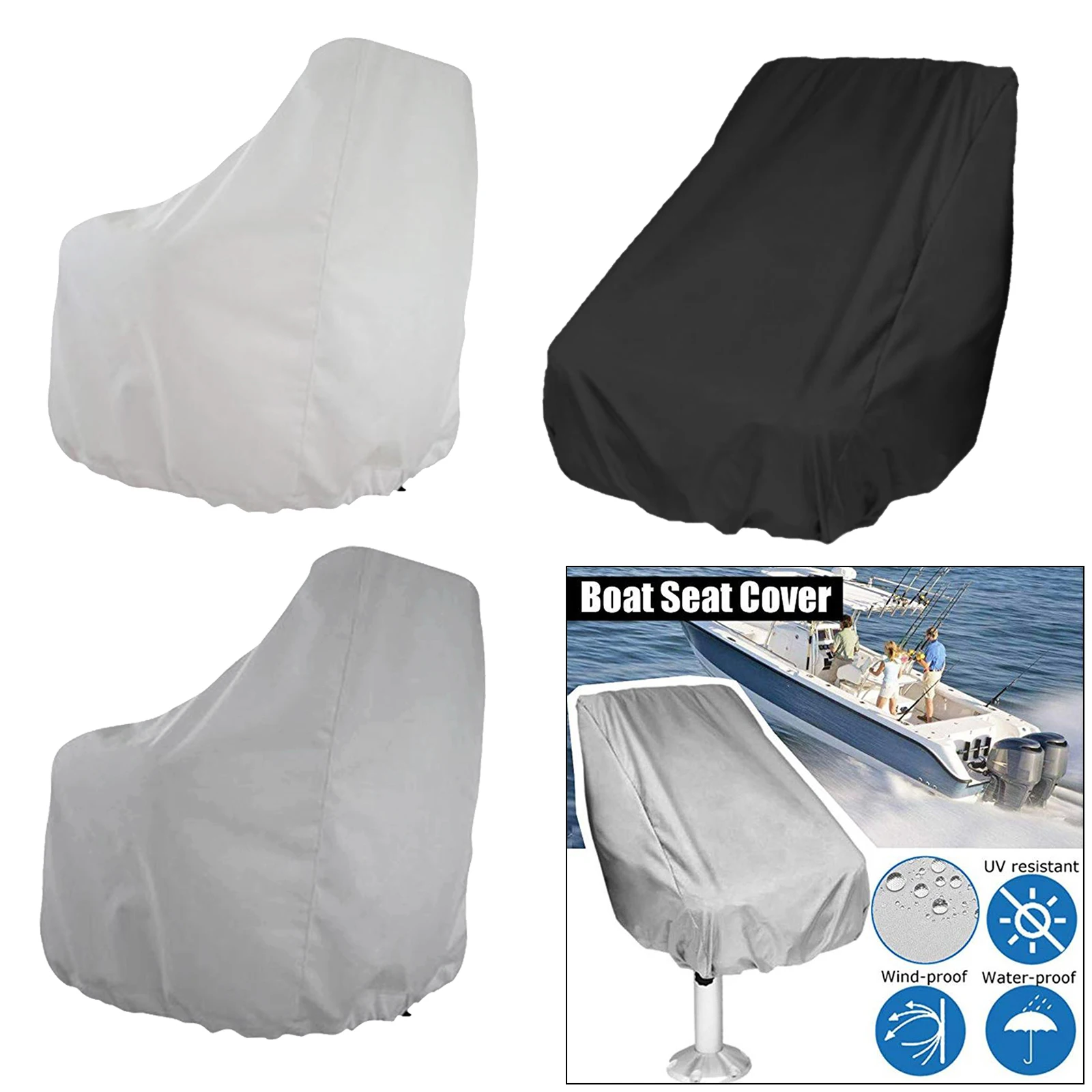 

Captain Boat Seat Cover Protection Elastic Closure UV Resistant Waterproof