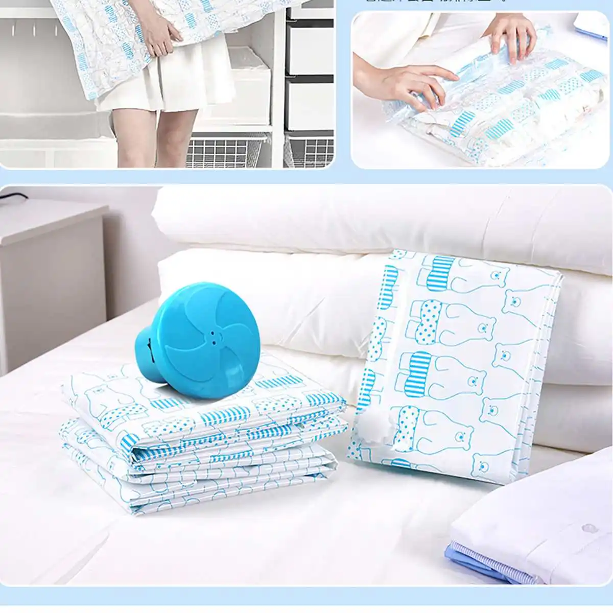 

11Pcs/set Thickened Vacuum Storage Bag For Cloth Compressed Bag with Hand Pump Reusable Blanket Clothes Quilt Organizer